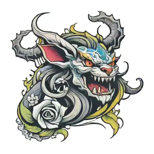 female rage tattoo design idea