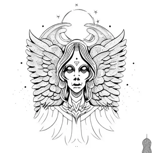 Cosmic horror angel tattoo design idea