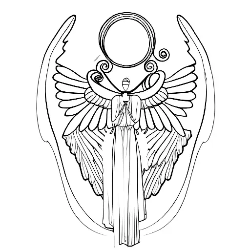 seraphim angel + a black hole  tattoo design idea