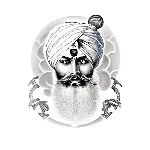 Sikh god looking over boxer shadow tattoo design idea