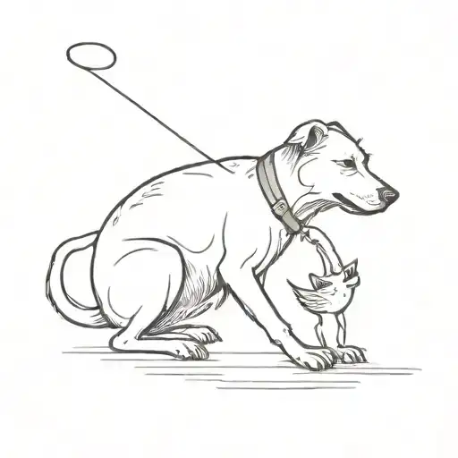 dog holding a dead bird in its mouth tattoo design idea