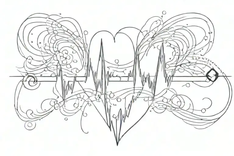 heartbeat line forming tattoo design idea