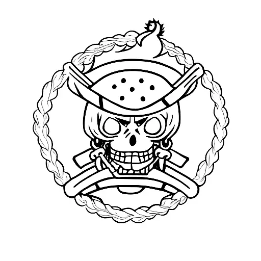 A minimalist tattoo of the Straw Hat Pirates emblem from One Piece tattoo design idea