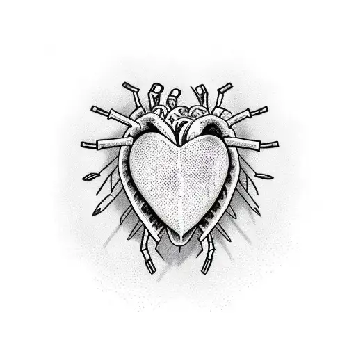 heart web with spider tattoo design idea