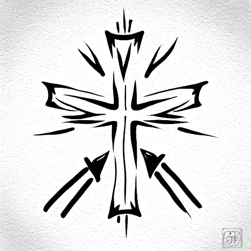 A cross combined with karma tattoo design idea