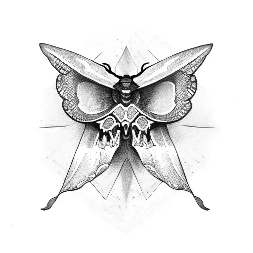 dark moth with skull tattoo design idea