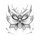 dark moth with skull tattoo design idea