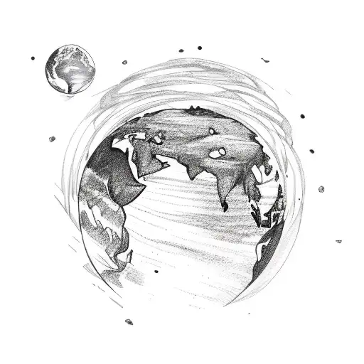 earth globe with the rings of saturn tattoo design idea