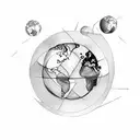 earth globe with the rings of saturnus tattoo design idea