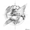 earth globe with the rings of saturnus tattoo design idea