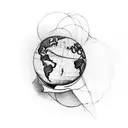 earth globe with the rings of saturnus tattoo design idea