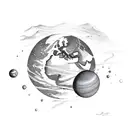 earth globe with the rings of saturn tattoo design idea