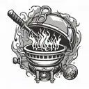 Abstract design of a pilot light igniting a grill tattoo design idea