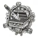 Abstract design of a pilot light igniting a grill tattoo design idea