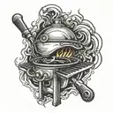 Abstract design of a pilot light igniting a grill tattoo design idea