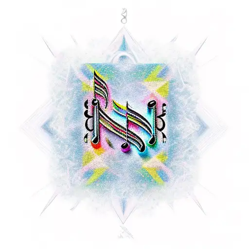 A surrealistic design combining music notes and trap symbols tattoo design idea