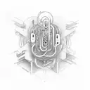 A surrealistic design combining music notes and trap symbols tattoo design idea