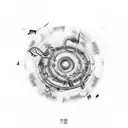A surrealistic design combining music notes and trap symbols tattoo design idea