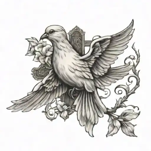 Brenda, a cross, dove tattoo design idea