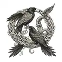 raven and snake fighting each other, entangled tattoo design idea