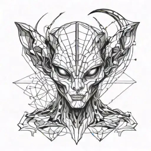 alien head tattoo design idea