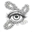 three chain links over a human eye tattoo design idea