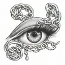 three chain links over a human eye tattoo design idea