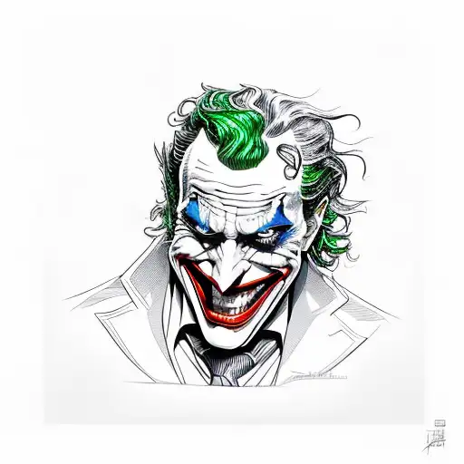 The Joker's iconic smile in a sketch style tattoo design idea