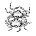 2 little crabs one in front of another that means zodiac cancer and fraternity tattoo design idea