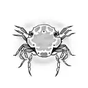 2 little crabs one in front of another that means zodiac cancer and fraternity tattoo design idea