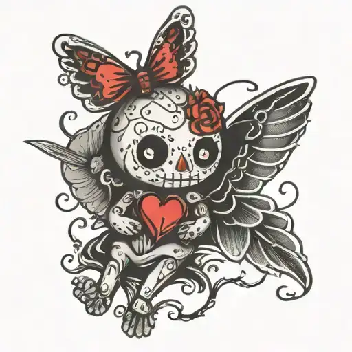voodoo doll love heart tattoo design idea
