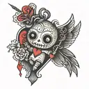 voodoo doll love heart tattoo design idea