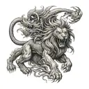 Lion Fighting Dragon Temporary Tattoo - BlackInk AI