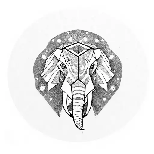 elephant head with lion skull robe tattoo design idea