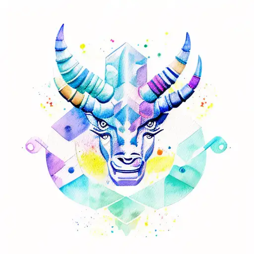 watercolor Capricorn tattoo design idea