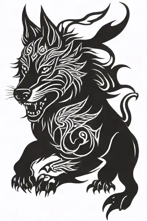 a evil fenrir viking norse wolf tattoo design idea