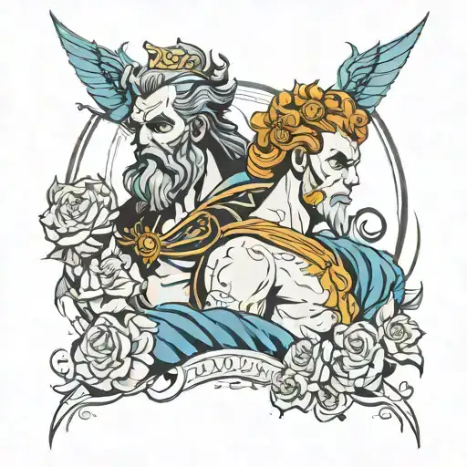 hades and posiedon tattoo design idea