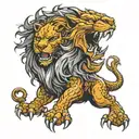 lion about to bite the head off of a dragon tattoo design idea