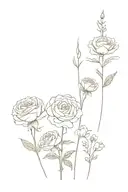 three flowers of carnation, rose, and aster, small for forearm with stems  tattoo design idea