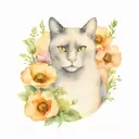  poppies and primroses surrounding a black cat tattoo design idea