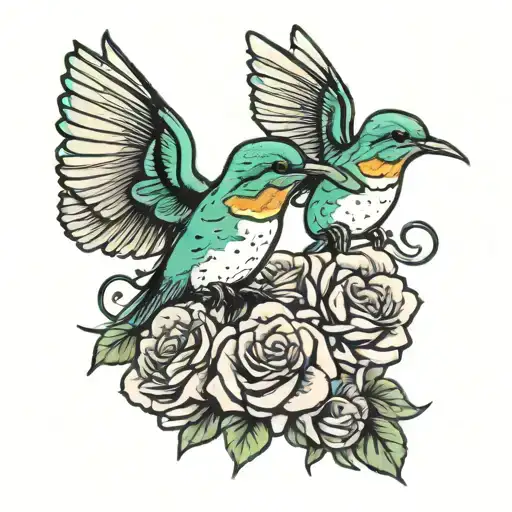 bass and hummingbird mom dad memorial  tattoo design idea
