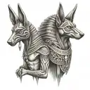 anubis, life key and geroglific mean family tattoo design idea