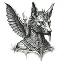 anubis, life key and geroglific mean family tattoo design idea