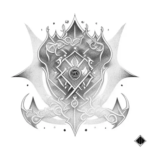 "Temet Nosce" gothic font, with heraldic decoration tattoo design idea