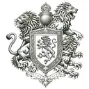 family crest of a lion rampant in natural and four dragons' heads of sinople, moving from the four corners of the shield tattoo design idea