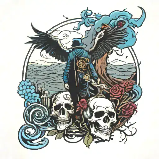 walking through the valley of the shadow and death tattoo design idea