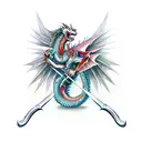Dragon wrapped around a sword  tattoo design idea