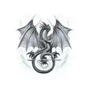 Dragon wrapped around a sword  tattoo design idea
