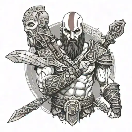 god of war kratos weapons tattoo design idea