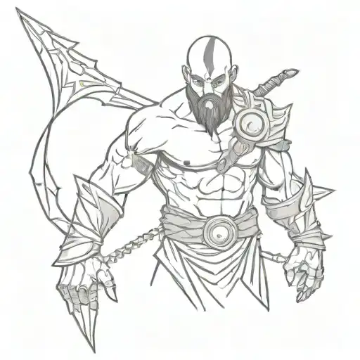 kratos with chaos blades  tattoo design idea